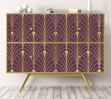 Roll sticker Art-deco in purple and gold