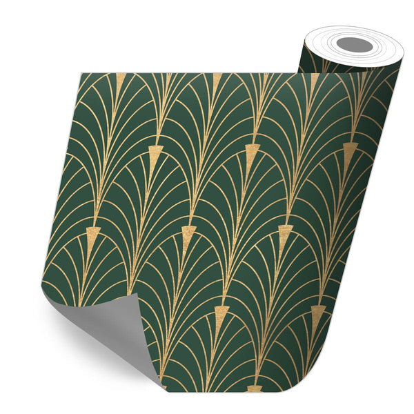 Roll sticker Art-deco in green and gold 2