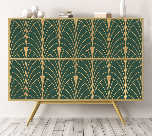 Roll sticker Art-deco in green and gold 2