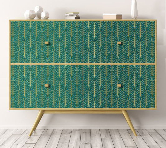 Roll sticker Art-deco in green and gold 1