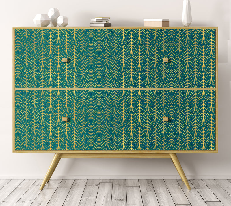 Roll sticker Art-deco in green and gold 1