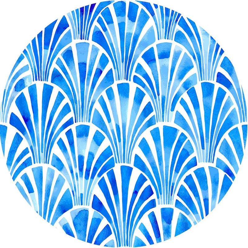 Placemats 4 ud Circular art-deco blue