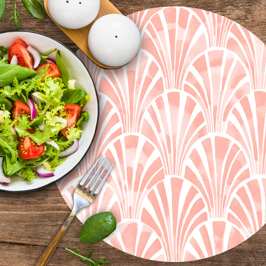 Placemats 4 ud Circular art-deco coral