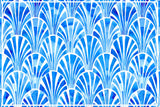 Sets de table 4 ud Rectangulaire art-déco bleu