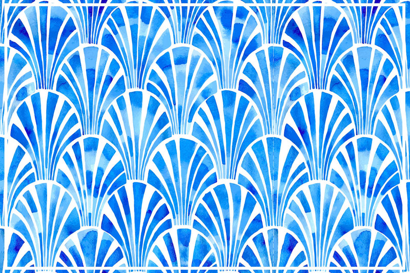 Sets de table 4 ud Rectangulaire art-déco bleu