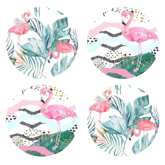 Individual 4 ud circular tropical flamingos 1