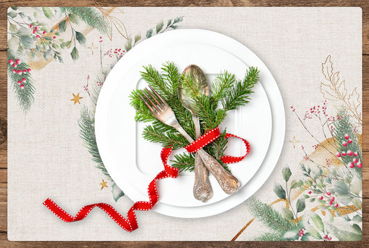 set of 4 placemats with Christmas Wreath