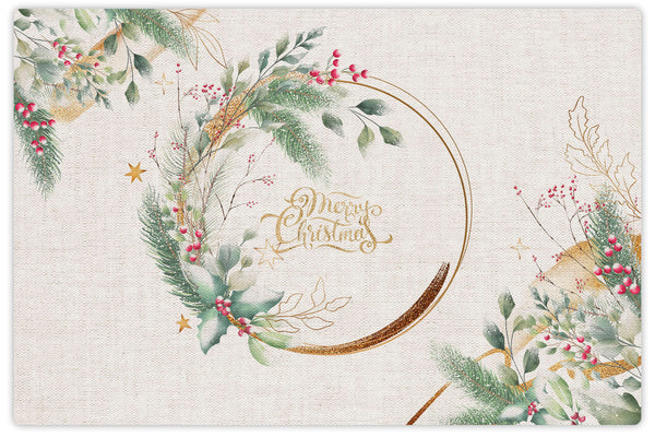 set of 4 placemats with Christmas Wreath