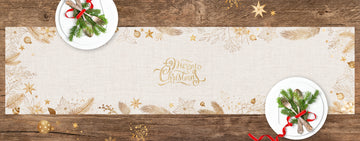 Table runner Christmas Gold and fabric