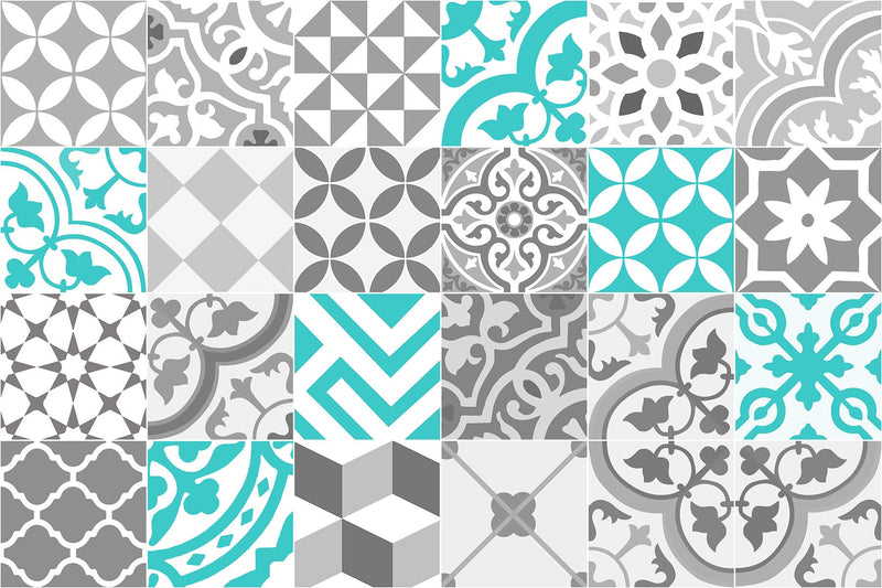 24 Stickers Collage with Turquoise
