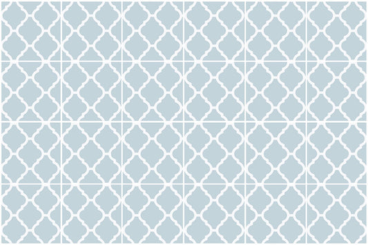 24 Light Blue Damask Stickers