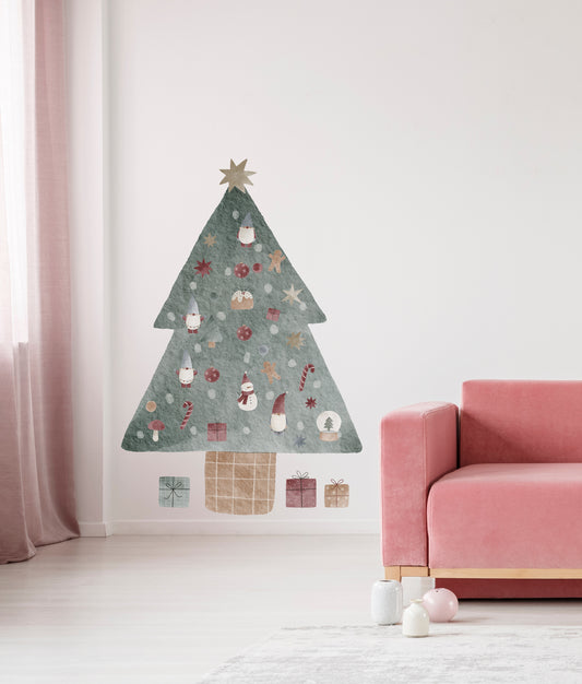 Watercolor Christmas Tree Sticker