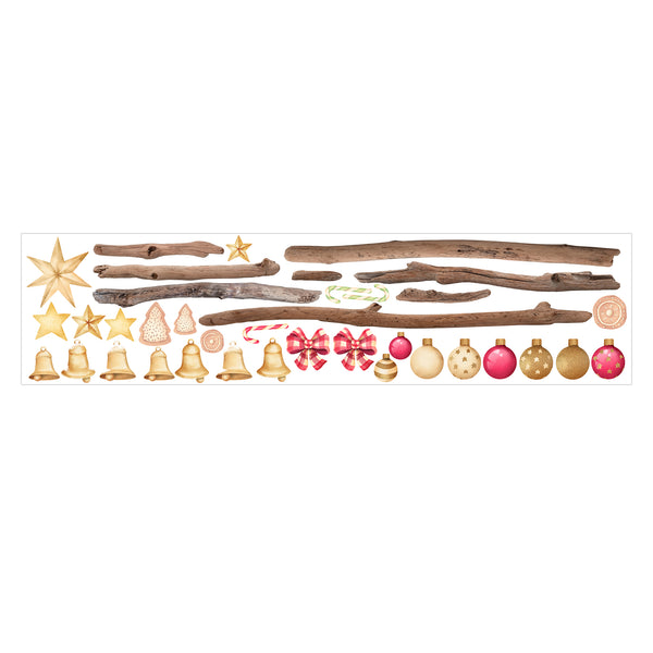 Sticker Christmas Tree Branches Golden