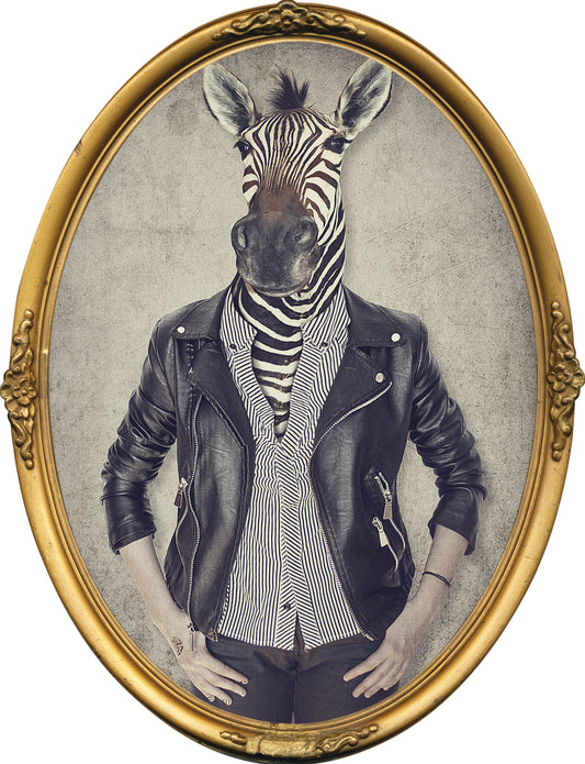 Sticker adhesivo Zebra con marco ovalado