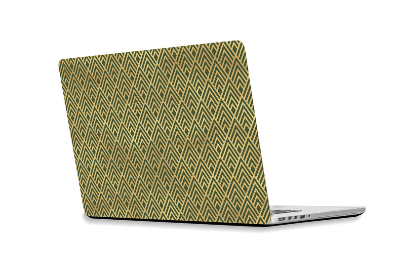 Sticker para ordenador portátil Rombos art-decó verde con oro