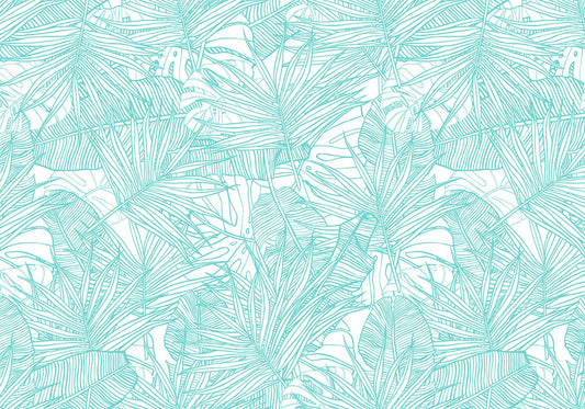 Turquoise Coral Leaves Laptop Sticker