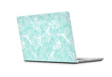 Sticker ordinateur portable feuilles de corail turquoise