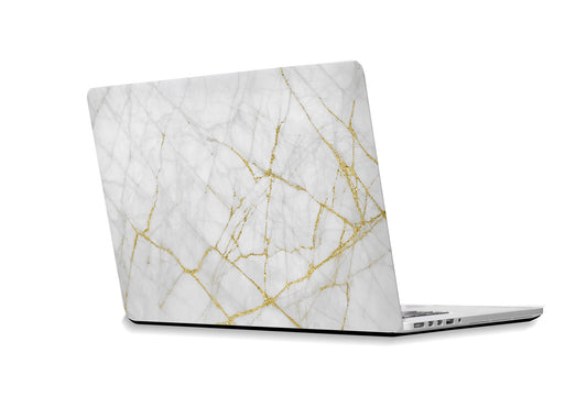 Laptop sticker White marble with gold