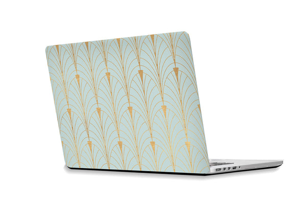 Laptop sticker Art-deco light green and gold