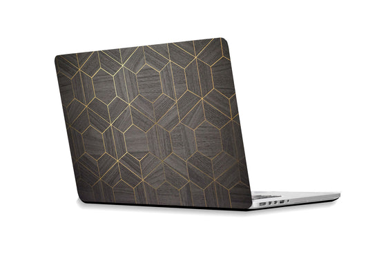 Laptop sticker Golden hexagons on wood