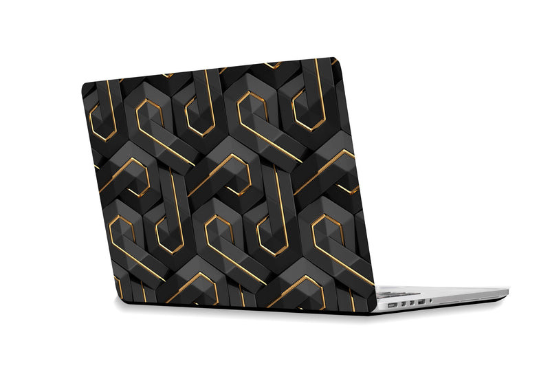 Black, wood and gold 3D laptop sticker