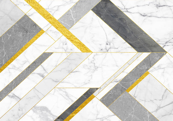 Marble and Gold Geometry Laptop Sticker