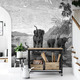Elefantes - mural textil vinílico adhesivo