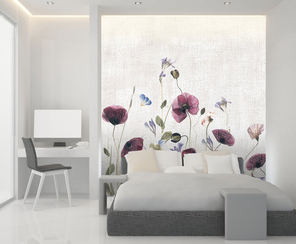 Flores secas- mural textil vinílico adhesivo