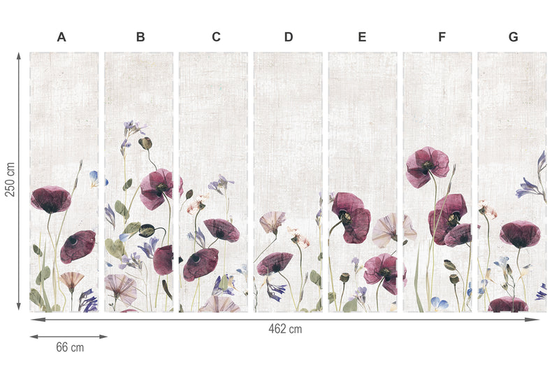 Flores secas- mural textil vinílico adhesivo