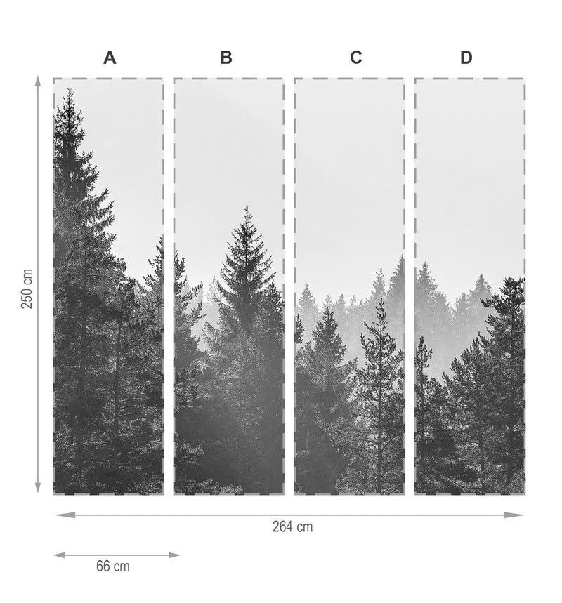 Forêt Grise - papier peint adhésif en vinyle