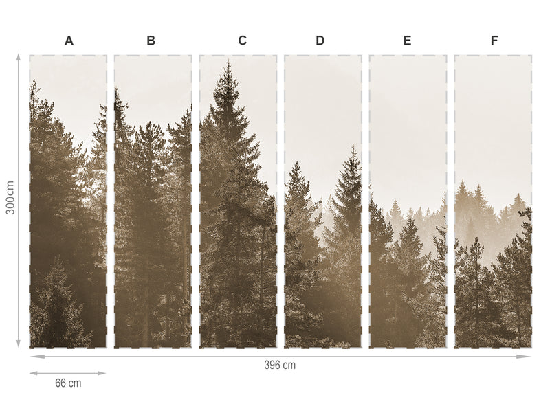 Bosque sepia- mural de papel pintado